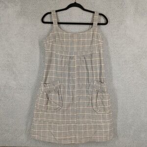 Walter‎ Women's Medium Plaid Flannel Dress Pockets Sleeveless Casual Mini Dress